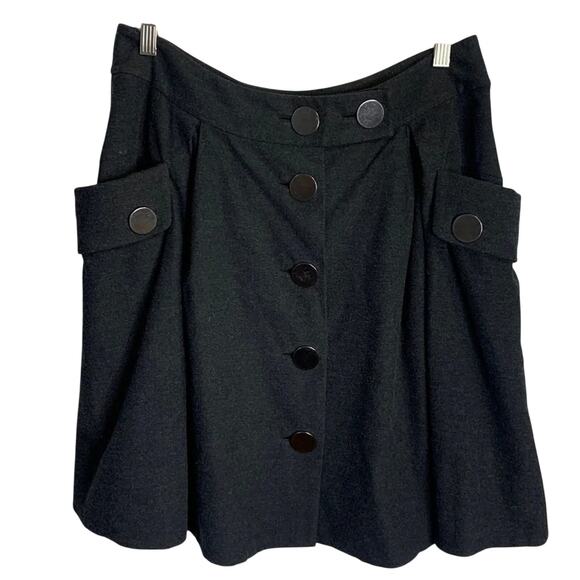 Anthropologie Elevenses Gray Pleated Flare Military Punk Style Skirt W-400 Sz 6 - Picture 1 of 7